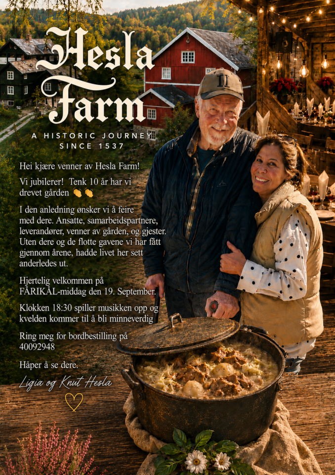 🐑 **Fårefestival – 19. september på Hesla Farm!** 🐑 Det er bare **noen få ledige plasser igjen!** 👉 **Ikke vent – bestill plass allerede i dag!** Antall plasser er begrenset! 🐑✨